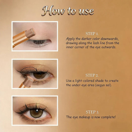 3-Color Shimmer Eyeshadow Stick, One-Swipe Cream Eye Shadow for Quick Daily Eye Makeup