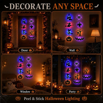 🕸️Spooky Glow At Night! Halloween LED Wall Stickers 8‑Pcs Set🎃