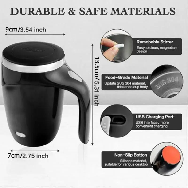 🥛 Self-Stirring Coffee Mug | Your Drink Mixes Itself