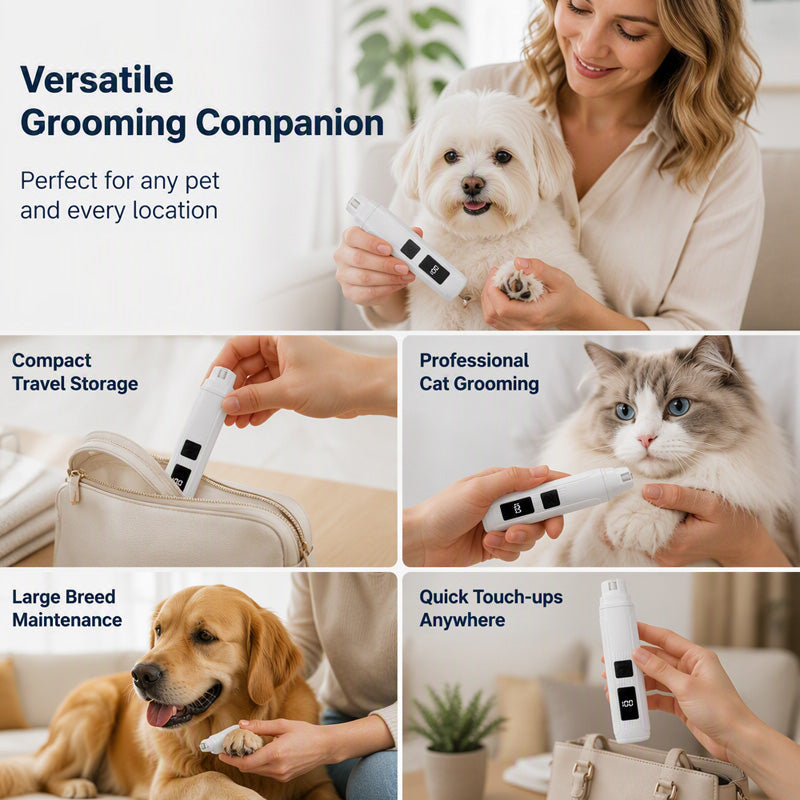 🥳2026 HOT SALE🥳💞50K+ SOLD!🐶💨 Electric Pet Nail Grinder – Whisper‑quiet, 3‑step gentle grinding. LED power display & USB‑C rechargeable – stress‑free grooming for dogs & cats! 🛡️✨