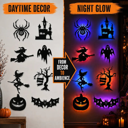 🕸️Spooky Glow At Night! Halloween LED Wall Stickers 8‑Pcs Set🎃