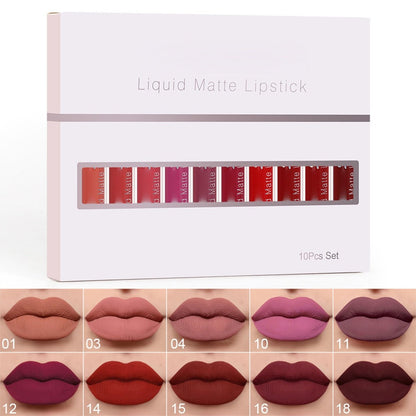 💜10Pcs Matte Waterproof Long Lasting Lip Gloss