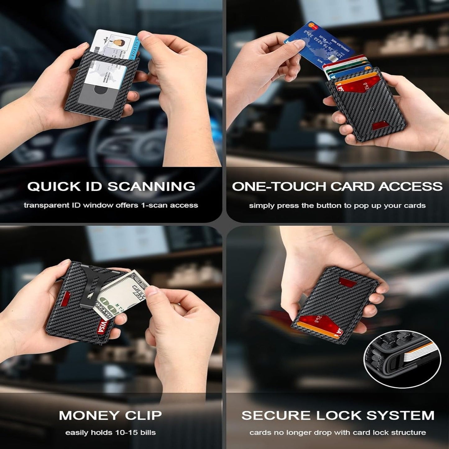 Slim Smart Wallet With Instant Pop-Up Cards