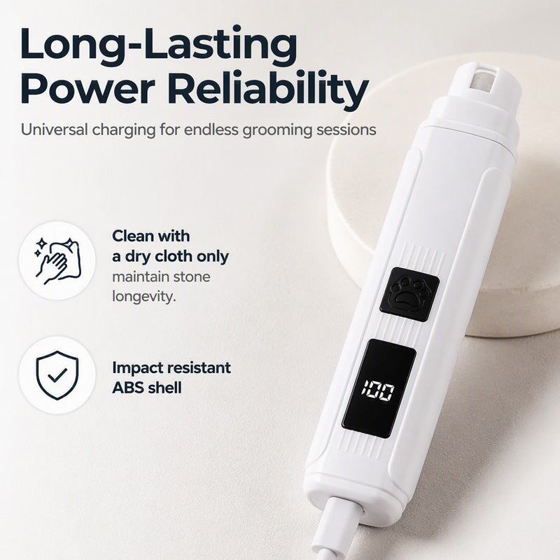 🥳2026 HOT SALE🥳💞50K+ SOLD!🐶💨 Electric Pet Nail Grinder – Whisper‑quiet, 3‑step gentle grinding. LED power display & USB‑C rechargeable – stress‑free grooming for dogs & cats! 🛡️✨