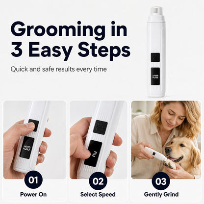 🥳2026 HOT SALE🥳💞50K+ SOLD!🐶💨 Electric Pet Nail Grinder – Whisper‑quiet, 3‑step gentle grinding. LED power display & USB‑C rechargeable – stress‑free grooming for dogs & cats! 🛡️✨