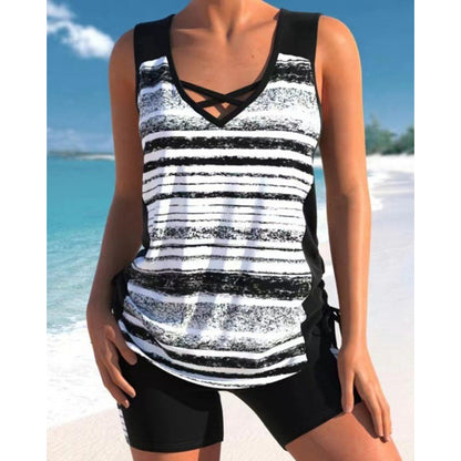 ⏰LAST DAY 60% OFF🌊Women's Tummy Control Tankini Set with Built-In Bra – Flattering Boho Swimwear with Shorts