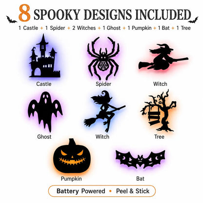 🕸️Spooky Glow At Night! Halloween LED Wall Stickers 8‑Pcs Set🎃