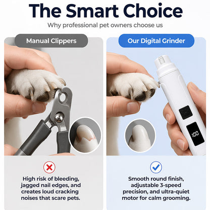 🥳2026 HOT SALE🥳💞50K+ SOLD!🐶💨 Electric Pet Nail Grinder – Whisper‑quiet, 3‑step gentle grinding. LED power display & USB‑C rechargeable – stress‑free grooming for dogs & cats! 🛡️✨