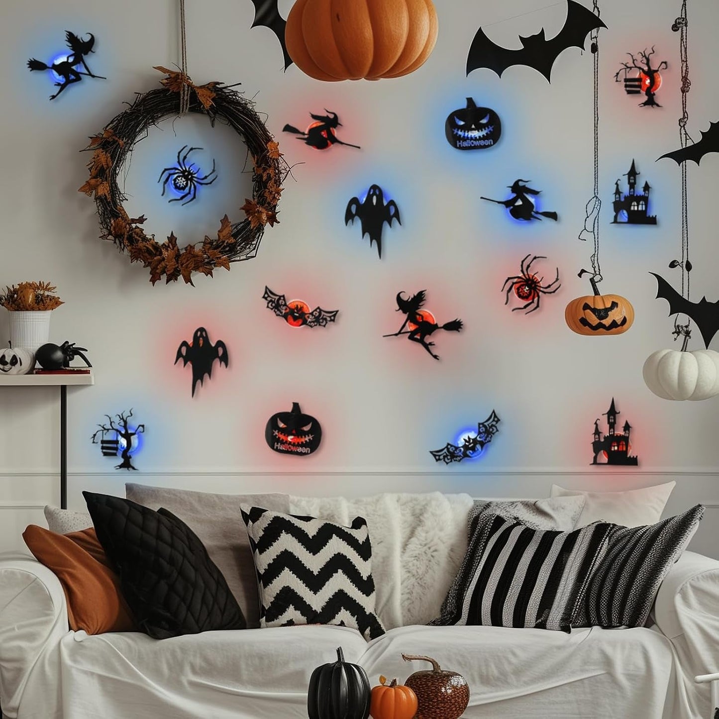 🕸️Spooky Glow At Night! Halloween LED Wall Stickers 8‑Pcs Set🎃