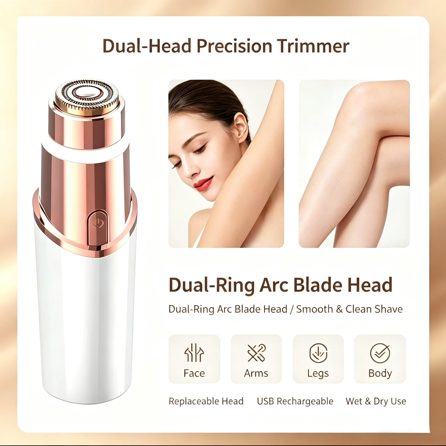 💗2-in-1 Eyebrow Trimmer & Painless Facial Hair Remover