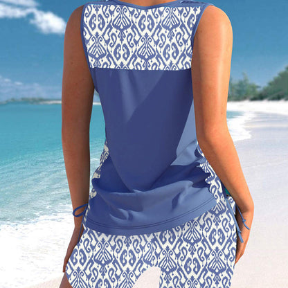 ⏰LAST DAY 60% OFF🌊Women's Tummy Control Tankini Set with Built-In Bra – Flattering Boho Swimwear with Shorts