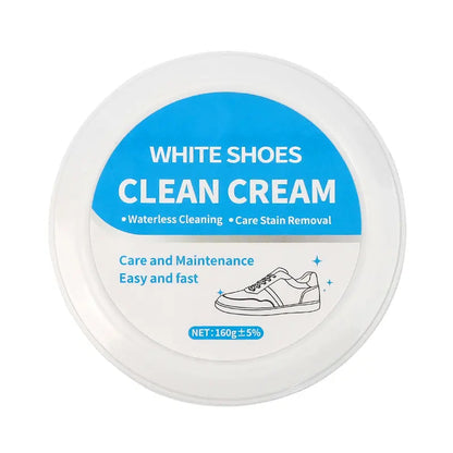 White Shoe Cleaner Cream Multipurpose No-Wash Solid Cleaner with Sponge Stain-Removing for Leather Silicone Car Interiors Sneaker Footwear Care
