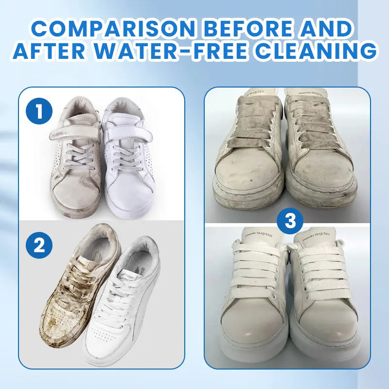 White Shoe Cleaner Cream Multipurpose No-Wash Solid Cleaner with Sponge Stain-Removing for Leather Silicone Car Interiors Sneaker Footwear Care