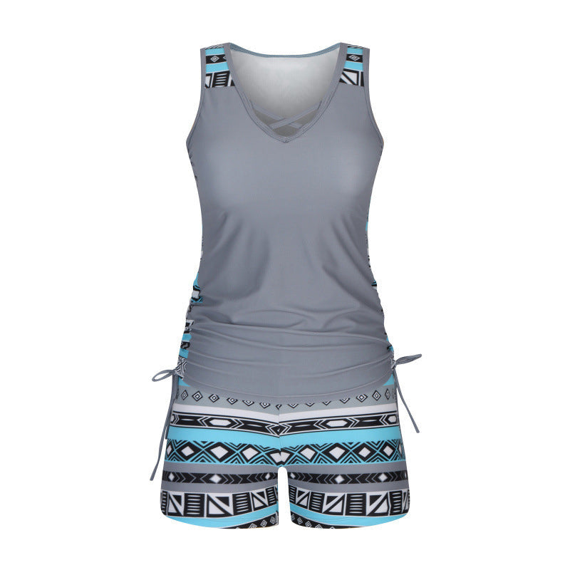 ⏰LAST DAY 60% OFF🌊Women's Tummy Control Tankini Set with Built-In Bra – Flattering Boho Swimwear with Shorts