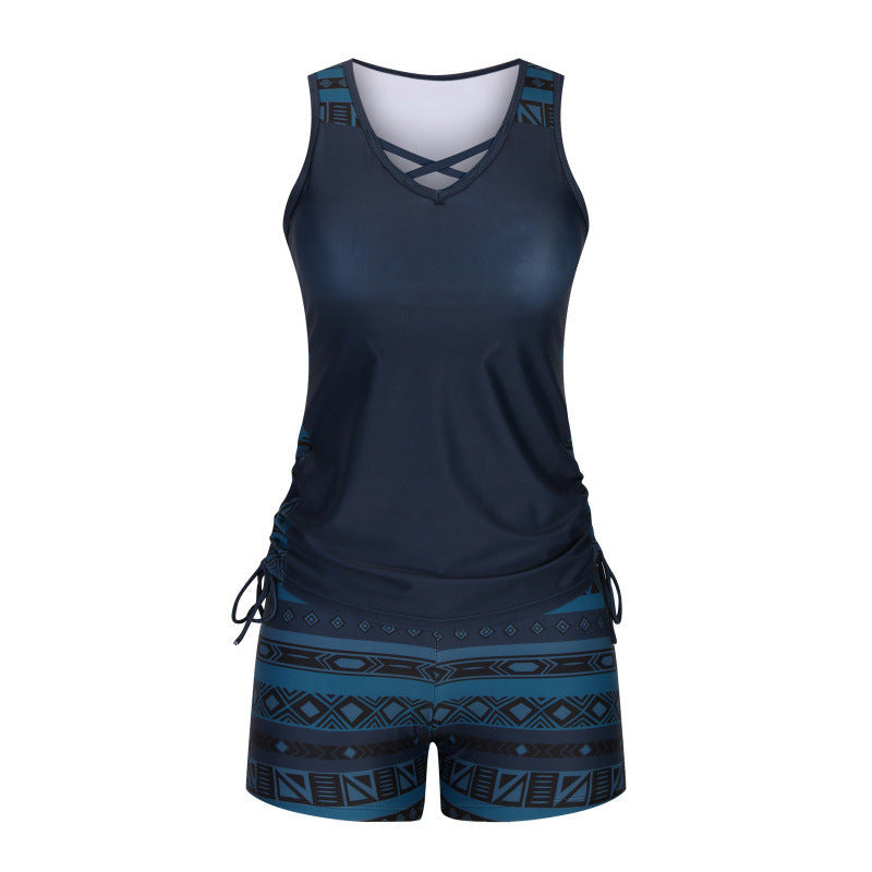 ⏰LAST DAY 60% OFF🌊Women's Tummy Control Tankini Set with Built-In Bra – Flattering Boho Swimwear with Shorts