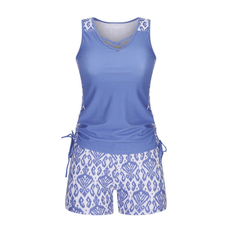 ⏰LAST DAY 60% OFF🌊Women's Tummy Control Tankini Set with Built-In Bra – Flattering Boho Swimwear with Shorts