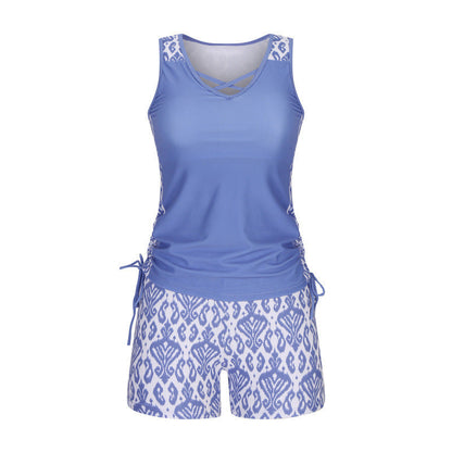 ⏰LAST DAY 60% OFF🌊Women's Tummy Control Tankini Set with Built-In Bra – Flattering Boho Swimwear with Shorts