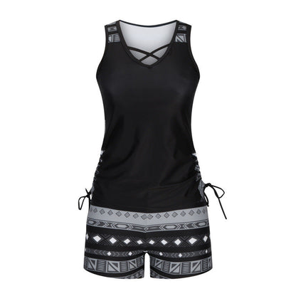 ⏰LAST DAY 60% OFF🌊Women's Tummy Control Tankini Set with Built-In Bra – Flattering Boho Swimwear with Shorts