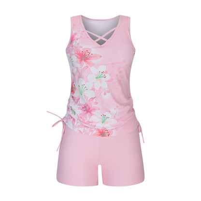 ⏰LAST DAY 60% OFF🌊Women's Tummy Control Tankini Set with Built-In Bra – Flattering Boho Swimwear with Shorts