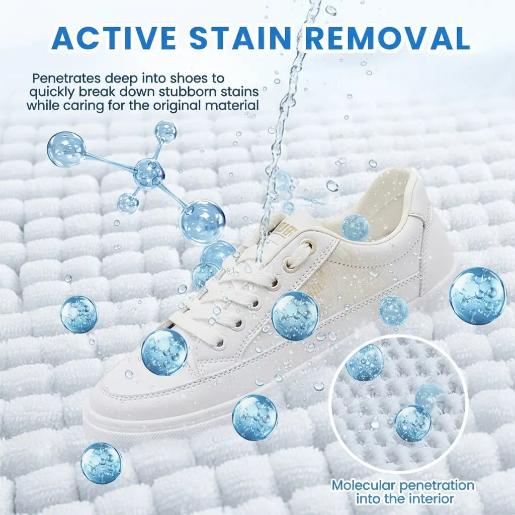 White Shoe Cleaner Cream Multipurpose No-Wash Solid Cleaner with Sponge Stain-Removing for Leather Silicone Car Interiors Sneaker Footwear Care