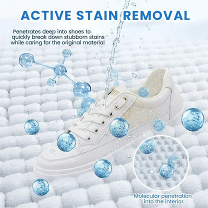 White Shoe Cleaner Cream Multipurpose No-Wash Solid Cleaner with Sponge Stain-Removing for Leather Silicone Car Interiors Sneaker Footwear Care