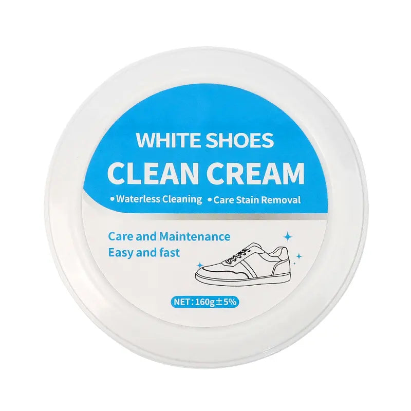 White Shoe Cleaner Cream Multipurpose No-Wash Solid Cleaner with Sponge Stain-Removing for Leather Silicone Car Interiors Sneaker Footwear Care