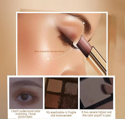 3-Color Shimmer Eyeshadow Stick, One-Swipe Cream Eye Shadow for Quick Daily Eye Makeup