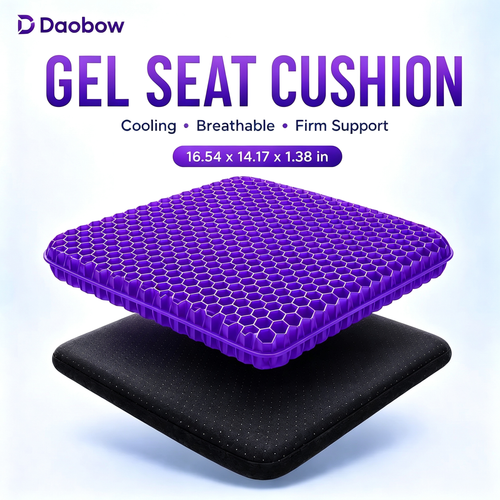 Daobow Double Thick Honeycomb Gel Seat Cushion 🪑Cool Pressure Relief Cushion for Office Car Wheelchair
