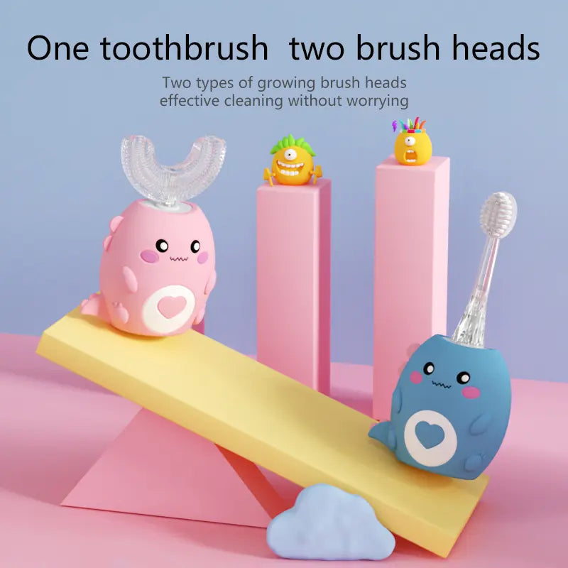 Tired of brushing fights? 🦷 U-shaped electric toothbrush for kids 2-14, BPA-free soft silicone bristles ✨