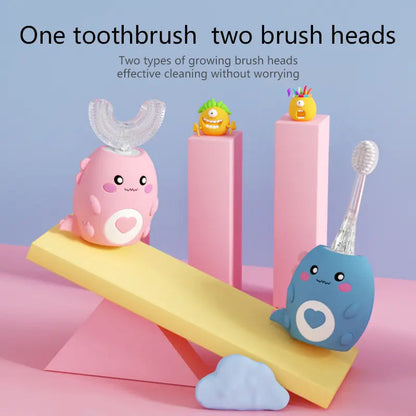Tired of brushing fights? 🦷 U-shaped electric toothbrush for kids 2-14, BPA-free soft silicone bristles ✨
