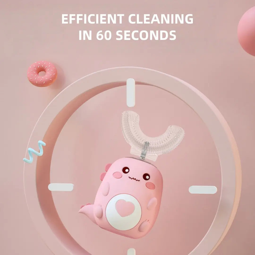 Tired of brushing fights? 🦷 U-shaped electric toothbrush for kids 2-14, BPA-free soft silicone bristles ✨