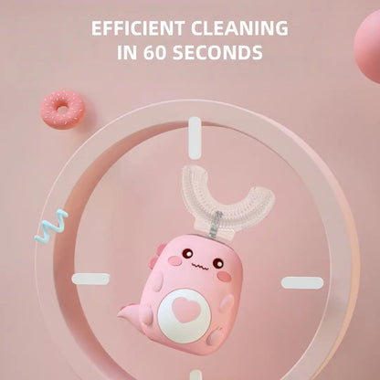 Tired of brushing fights? 🦷 U-shaped electric toothbrush for kids 2-14, BPA-free soft silicone bristles ✨