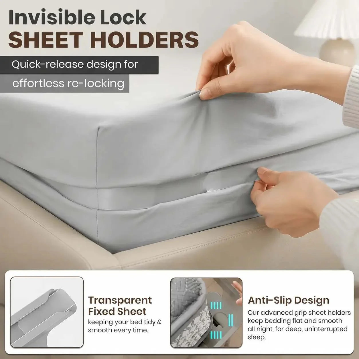 [BUY 1 GET 1 FREE] Heavy Duty Bed Sheet Clips & Invisible Mattress Corner Fasteners