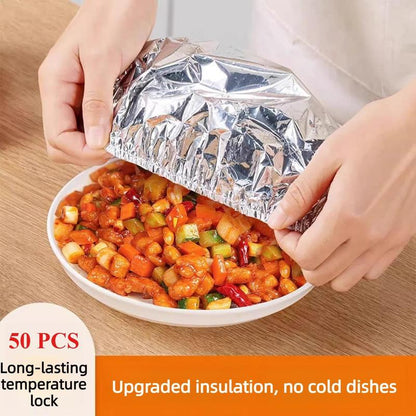 50,000+ Sold - Aluminum Foil Food Cover 50PCS | Heat & Bug Proof