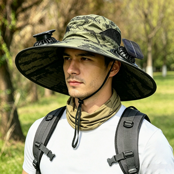 New Solar-Powered Outdoor Cooling Fan Hat